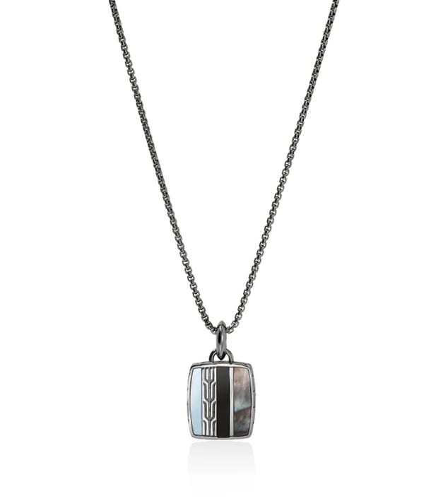 John Hardy Classic Chain Mother of Pearl Silver Sterling Silver Pendant Necklace