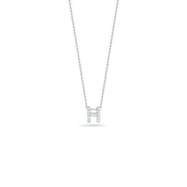 Roberto Coin Love Letter Diamond 18K Polished White Gold Chain Necklace