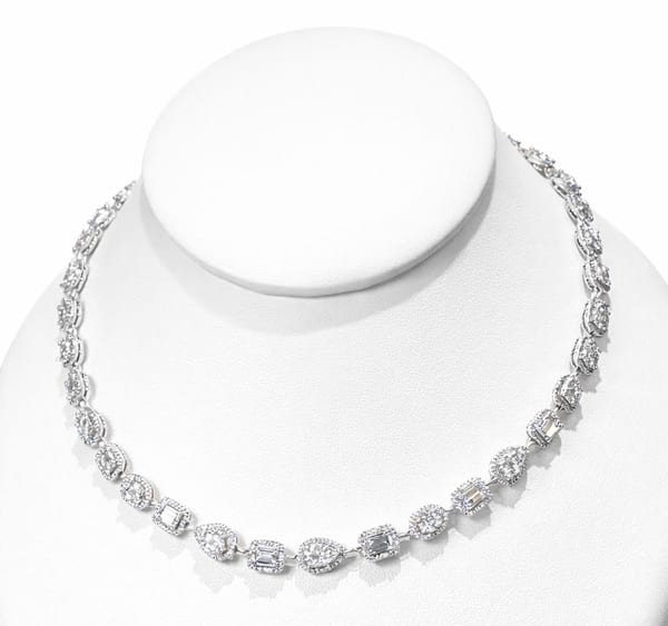 ZYDO ITALY Diamond 18K Polished White Gold Collar Necklace