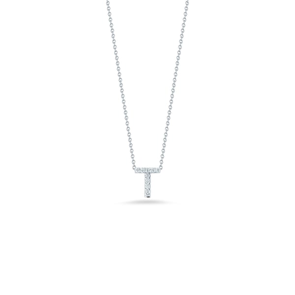 Roberto Coin Love Letter Diamond 18K Polished White Gold Pendant Necklace