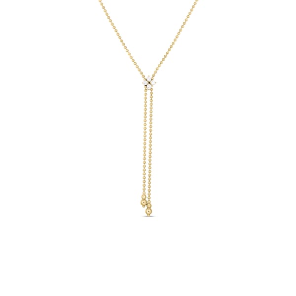 Roberto Coin Love In Verona Diamond 18K Polished Yellow Gold Lariat Necklace