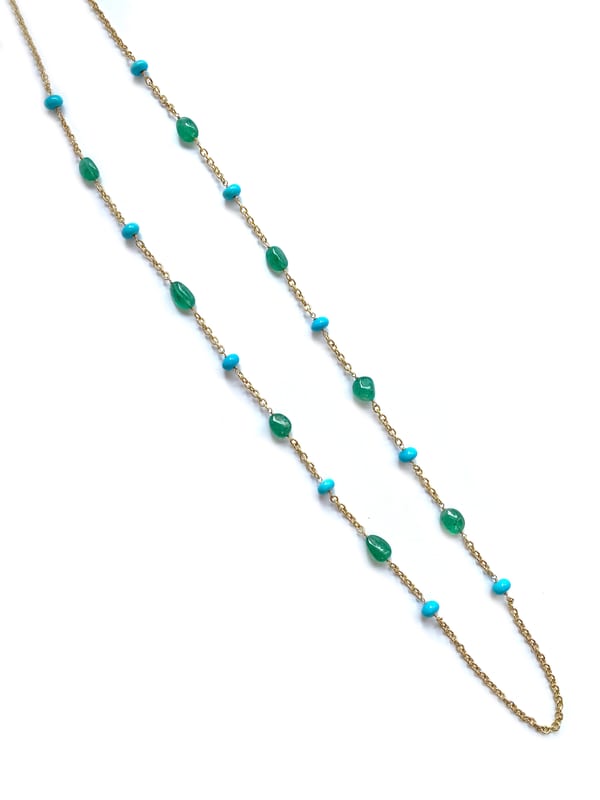 Goshwara Sleeping Beauty Turquoise 18K Polished Yellow Gold Chain Necklace