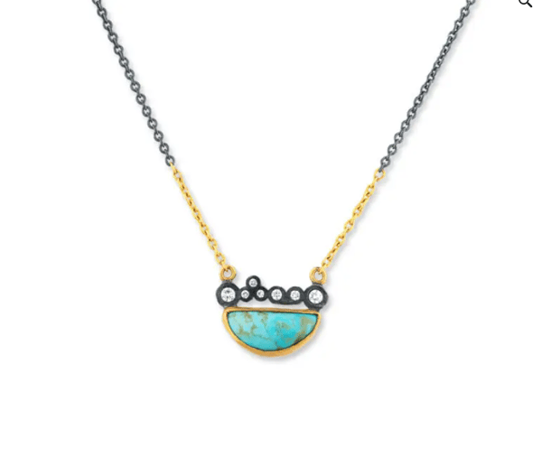 Lika Behar Collection Turquoise 24K Matte Yellow Gold Chain Necklace