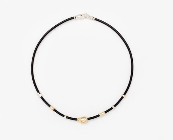 MISANI Diamond 18K Black Leather Choker Necklace