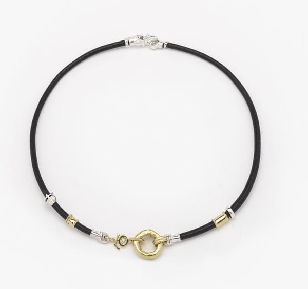 MISANI Diamond 18K Black Leather Choker Necklace