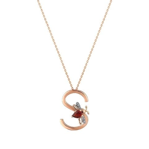 Bee Goddess Diamond 14K Polished Rose Gold Pendant Necklace