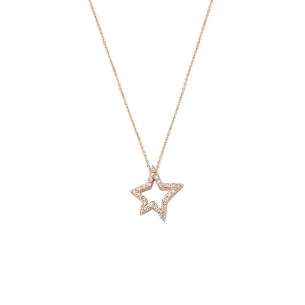 Bee Goddess Diamond 14K Polished Rose Gold Pendant Necklace