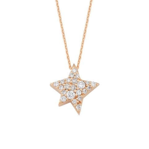 Bee Goddess Diamond 14K Polished Rose Gold Pendant Necklace