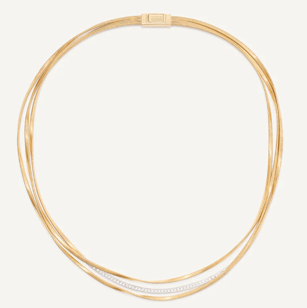 Marco Bicego Marrakech Diamond 18K Engraved Yellow Gold Chain Necklace