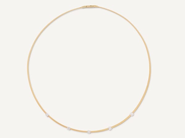 Marco Bicego Masai Diamond 18K Engraved Yellow Gold Chain Necklace