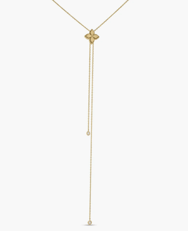 Roberto Coin Princess Flower Diamond 18K Polished Yellow Gold Chain Necklace