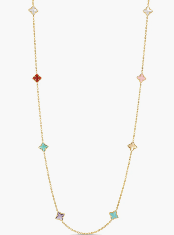 Roberto Coin Venetian Princess Assorted Gemstones 18K Polished Yellow Gold Chain Necklace