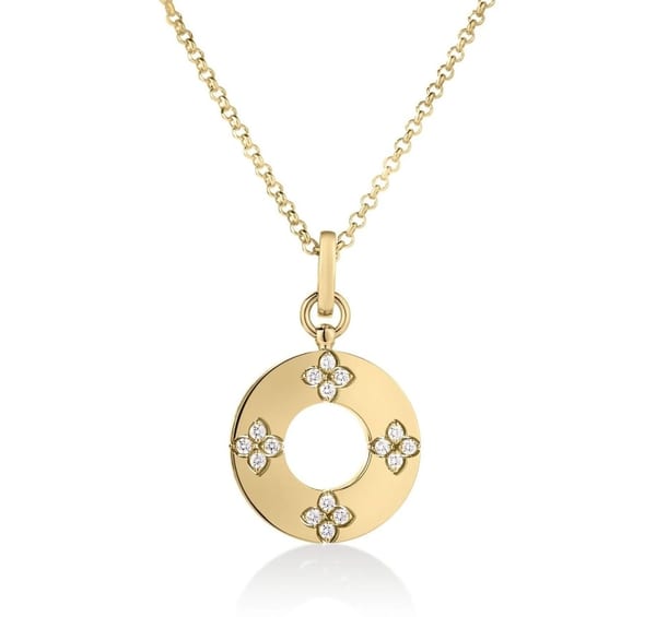 Roberto Coin Love In Verona Diamond 18K Polished Yellow Gold Pendant Necklace