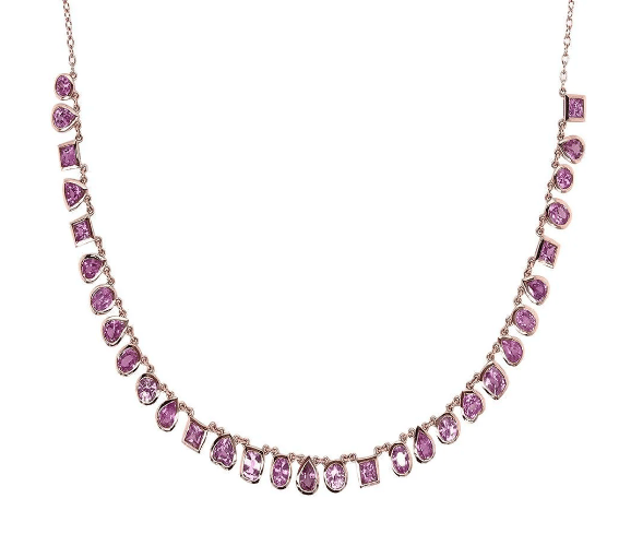 Ruchi Sapphire 18K Polished Pink Gold Station Necklace
