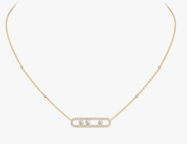 Messika Move Diamond 18K Polished White Gold Station Necklace