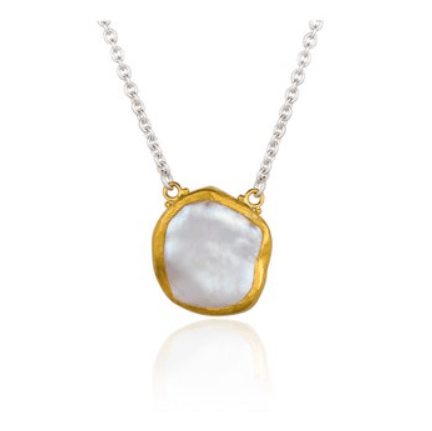 Lika Behar Collection Pearl 24K Satin Yellow Gold Pendant Necklace
