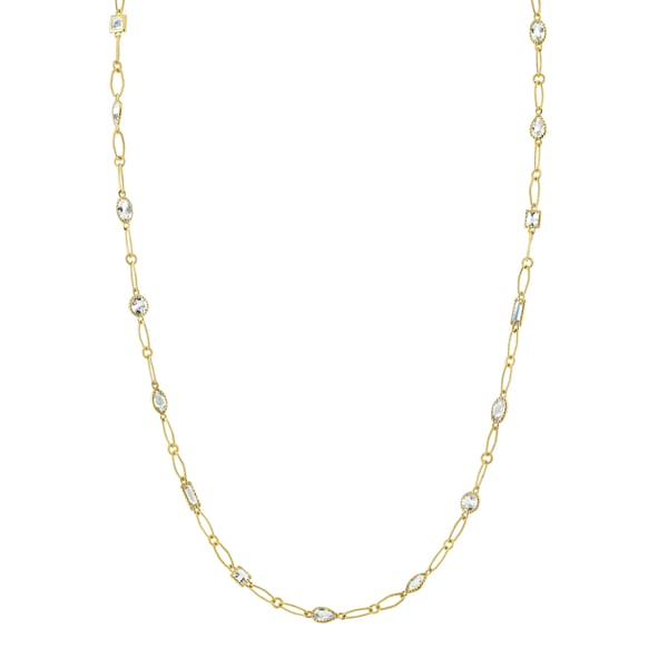Sloane Street Topaz 18K Strie Detail Yellow Gold Chain Necklace