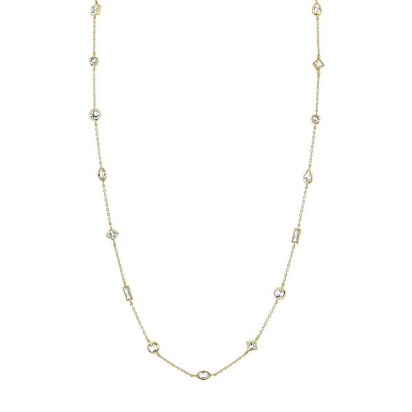 Sloane Street Topaz 18K Strie Detail Yellow Gold Chain Necklace