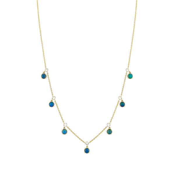 Sloane Street Opal 18K Strie Detail Yellow Gold Chain Necklace