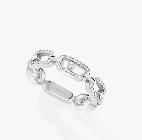 Messika Move Diamond 18K Polished White Gold Band Ring