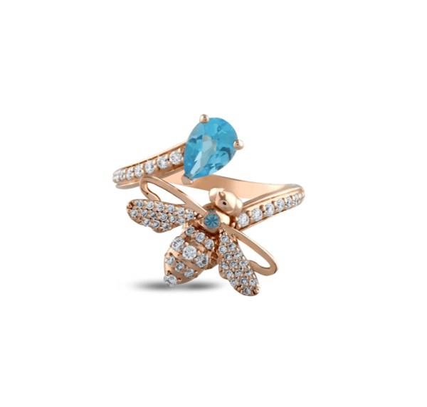 Bee Goddess Topaz 14K Polished Rose Gold Band Ring