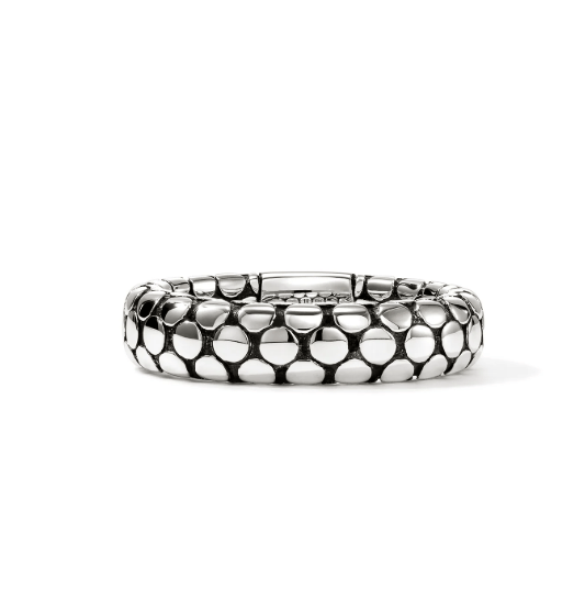 John Hardy Dot Hammered White Sterling Silver Band Ring