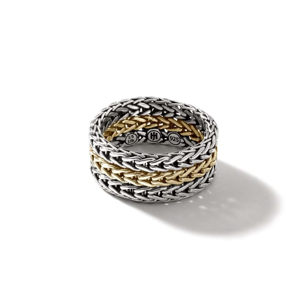 John Hardy 18K White Sterling Silver Band Ring