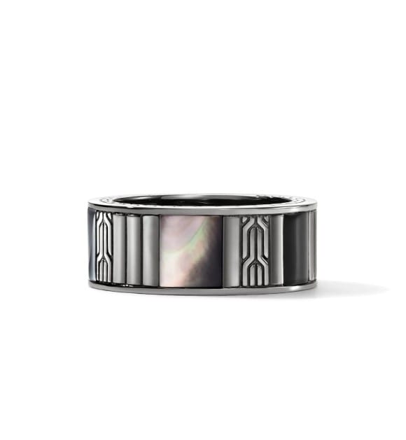 John Hardy Classic Chain Mother of Pearl Silver Sterling Silver Band Ring