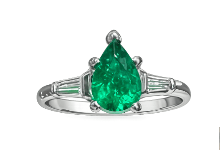 Piranesi Emerald Polished White Platinum Band Ring