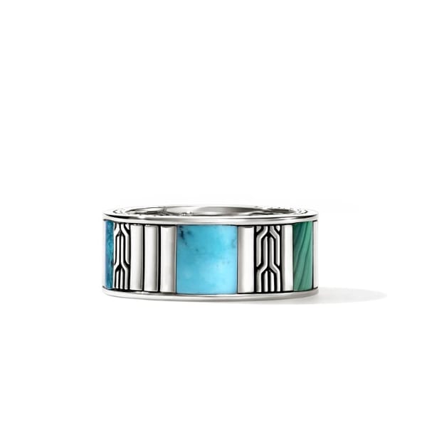 John Hardy Classic Chain Malachite Silver Sterling Silver Band Ring