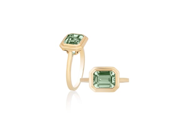 Goshwara Manhattan Prasiolite Emerald Cut Ring