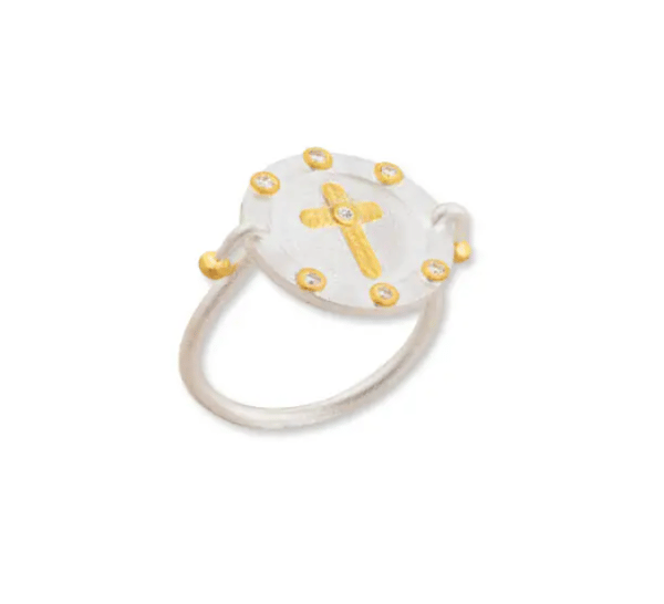 Lika Behar Collection Diamond 24K Satin Yellow Gold Band Ring