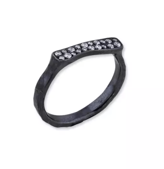 Lika Behar Collection Diamond Matte Black Sterling Silver Band Ring