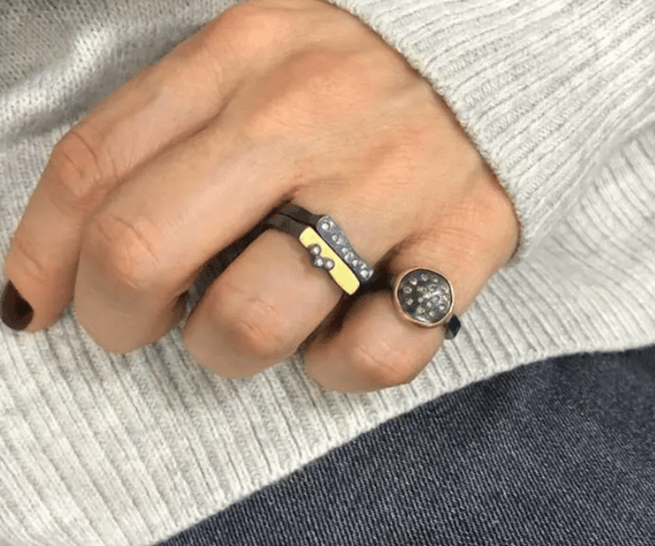 Lika Behar Collection Diamond Matte Black Sterling Silver Band Ring