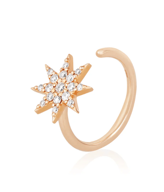 Bee Goddess Diamond 14K Polished Rose Gold Band Ring