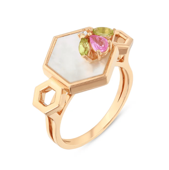 Bee Goddess Diamond 14K Polished Rose Gold Band Ring