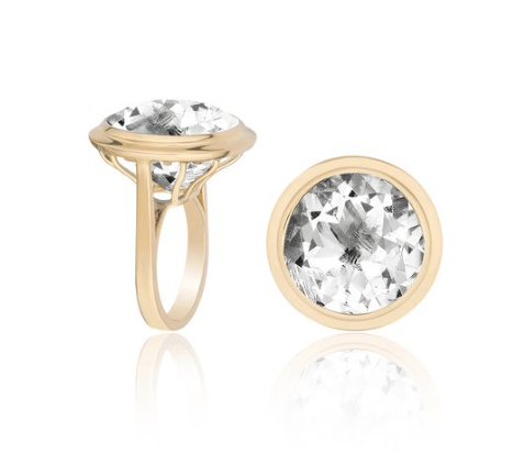 Goshwara Manhattan Crystal 18K Polished Yellow Gold Band Ring