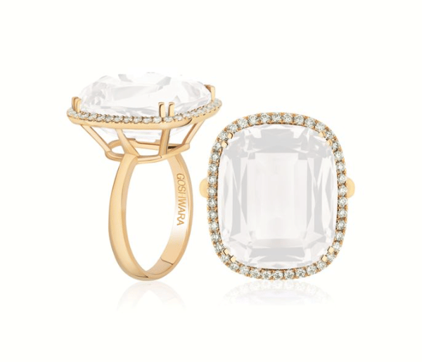 Goshwara Gossip Quartz 18K Yellow Gold Band Ring