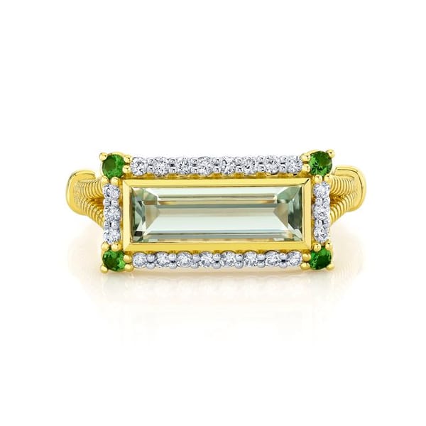 Sloane Street Amethyst 18K Strie Detail Yellow Gold Band Ring
