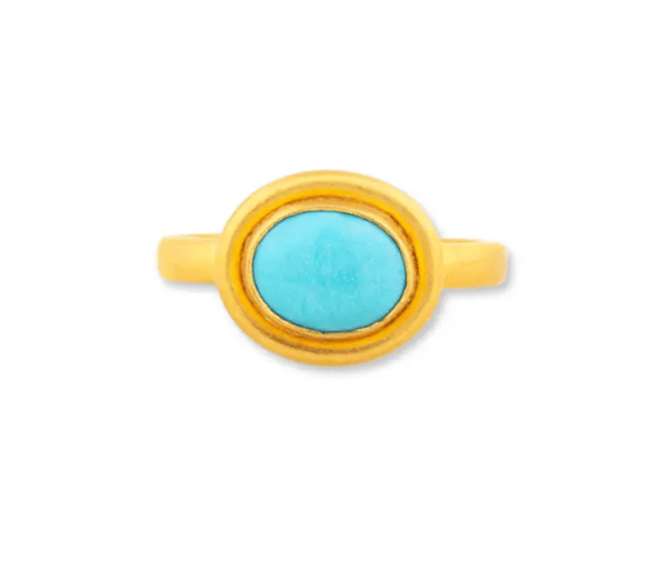 Lika Behar Collection Sleeping Beauty Turquoise 24K Polished Yellow Gold Band Ring