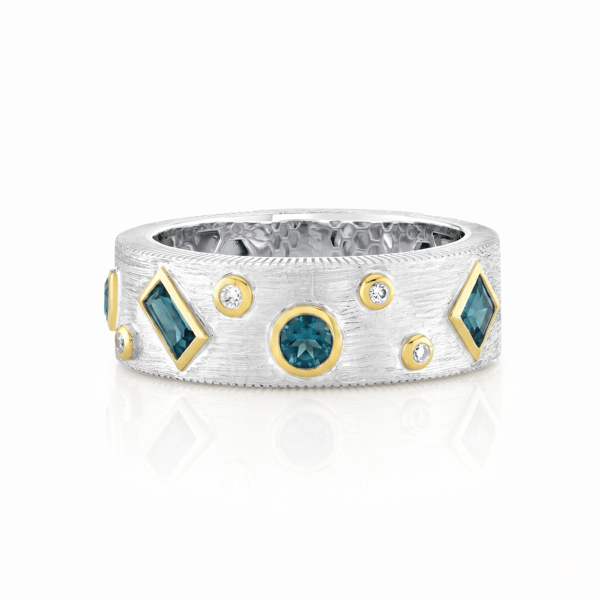 Sloane Street London Blue Topaz Silver Sterling Silver Band Ring