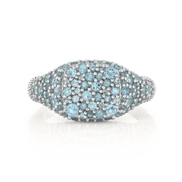 Sloane Street Swiss Blue Topaz Silver Sterling Silver Band Ring