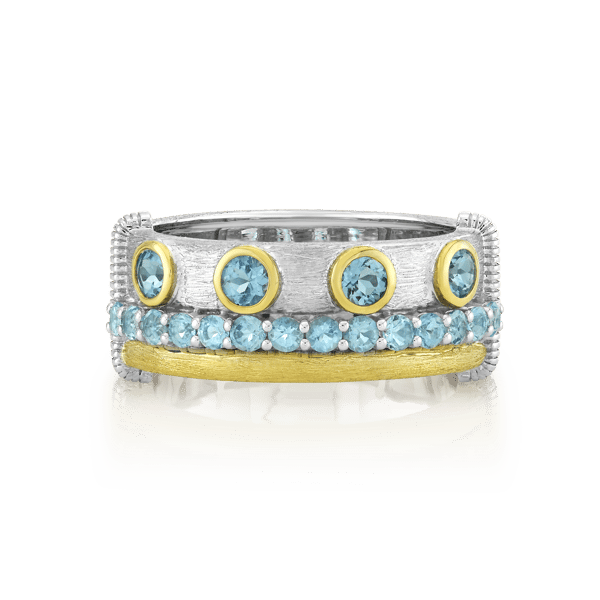Sloane Street Swiss Blue Topaz Silver Sterling Silver Band Ring