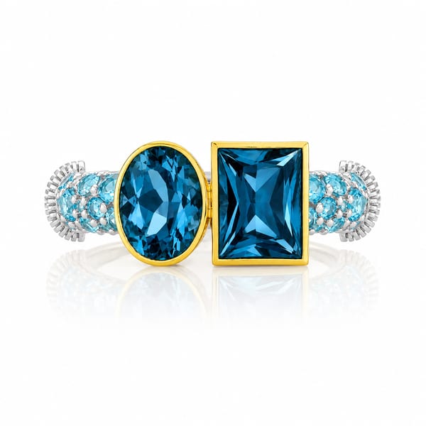 Sloane Street London Blue Topaz Silver Sterling Silver Band Ring