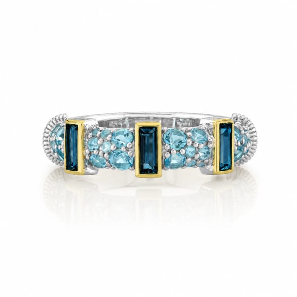 Sloane Street London Blue Topaz Silver Sterling Silver Band Ring