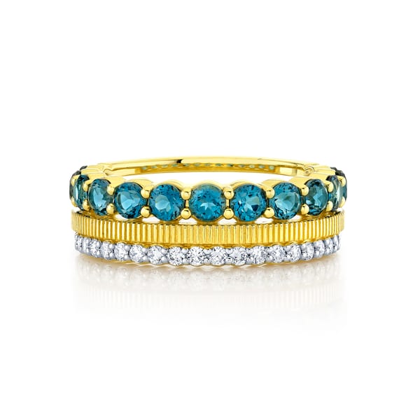 Sloane Street London Blue Topaz 18K Yellow Gold Band Ring