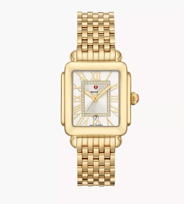 Michele Watches Deco Diamond Stainless Steel Watch