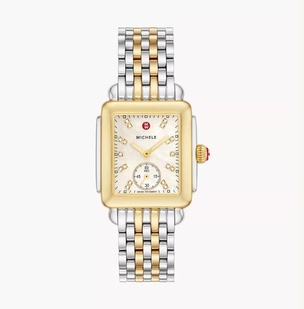 Michele Watches Deco Diamond Stainless Steel Watch