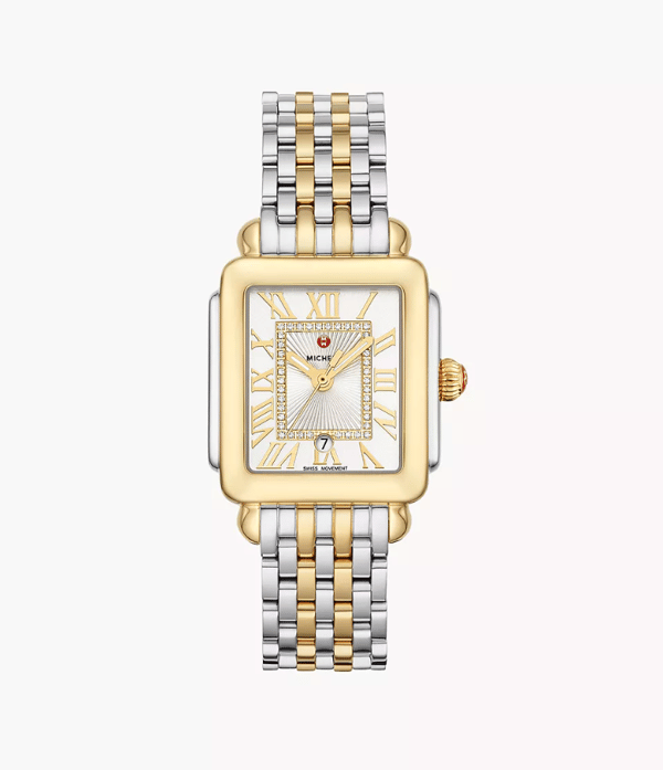 Michele Watches Deco Diamond Stainless Steel Watch
