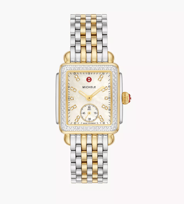 Michele Watches Deco Diamond Stainless Steel Watch